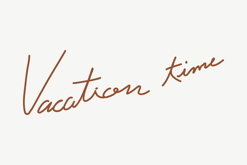 Vacation time calligraphy, travel collage element psd