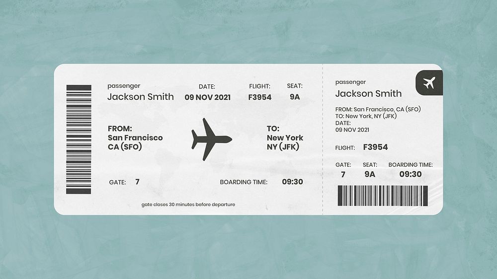 Plane ticket, travel collage element psd