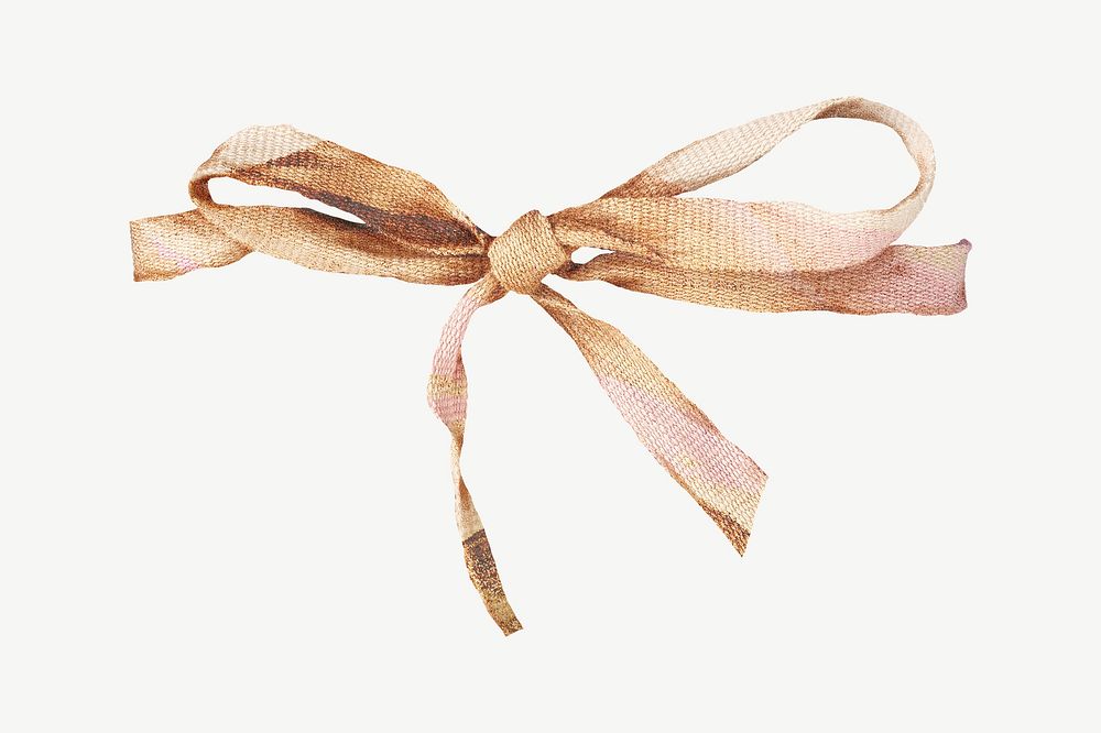 Beige ribbon bow, journal collage element psd