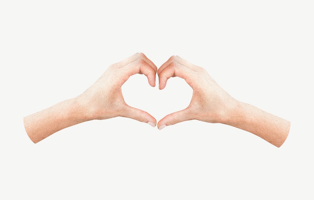 Heart hands, body gesture collage element psd