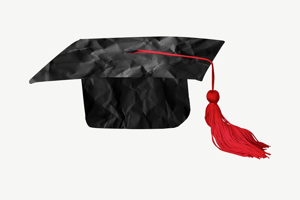 Graduation cap, education collage element psd
