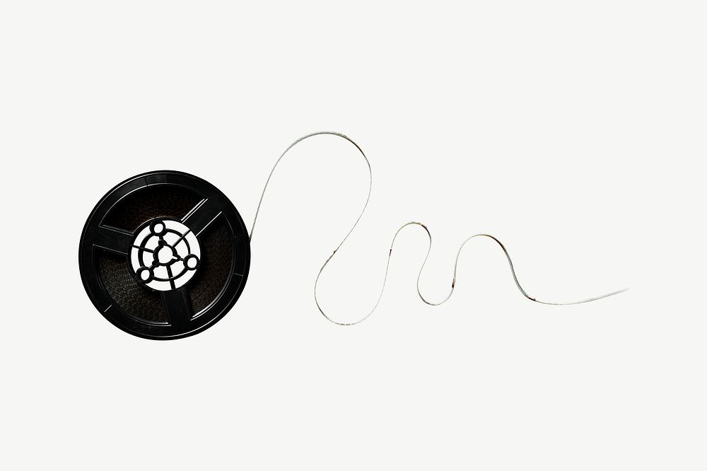 Vintage film reel, music collage element psd