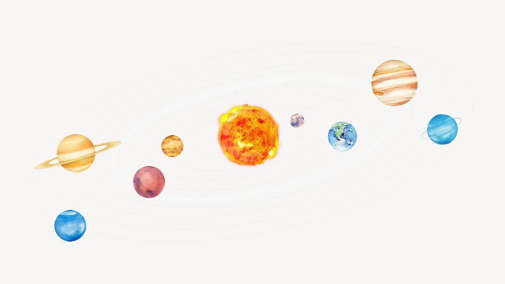 Aesthetic solar system background, cute galaxy illustration