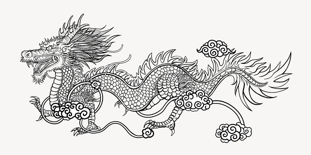 Chinese dragon, traditional animal drawing