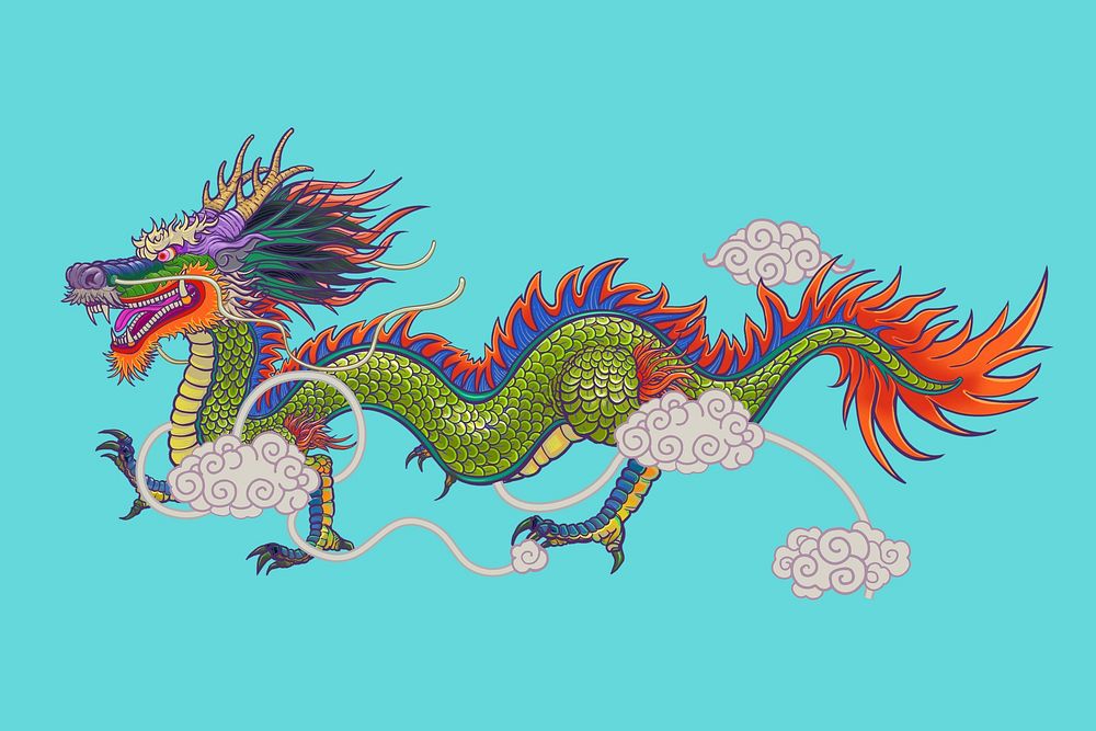 Chinese dragon, traditional animal illustration