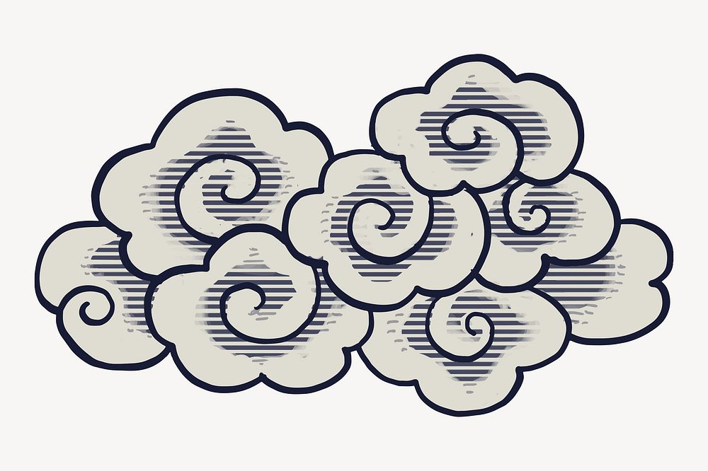 Japanese oriental cloud, traditional weather graphic