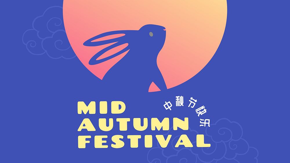 Mid-Autumn Festival blog banner, Chinese rabbit illustration