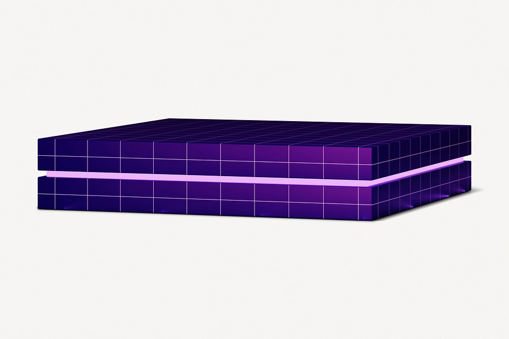 Neon purple podium, product stand in 3D design psd