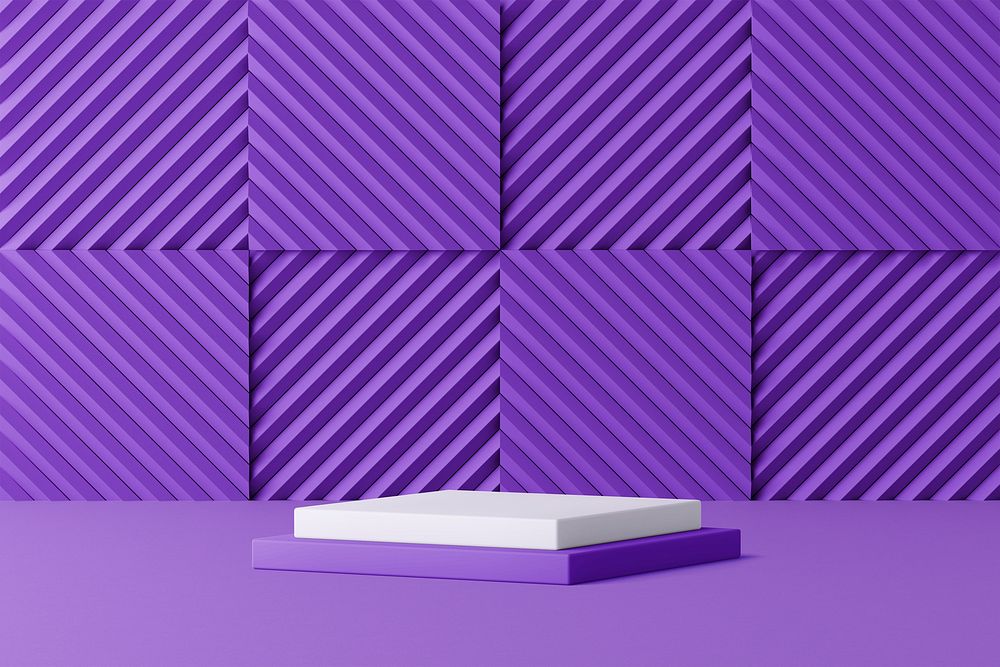 Acoustic foam product background mockup, 3D purple design psd