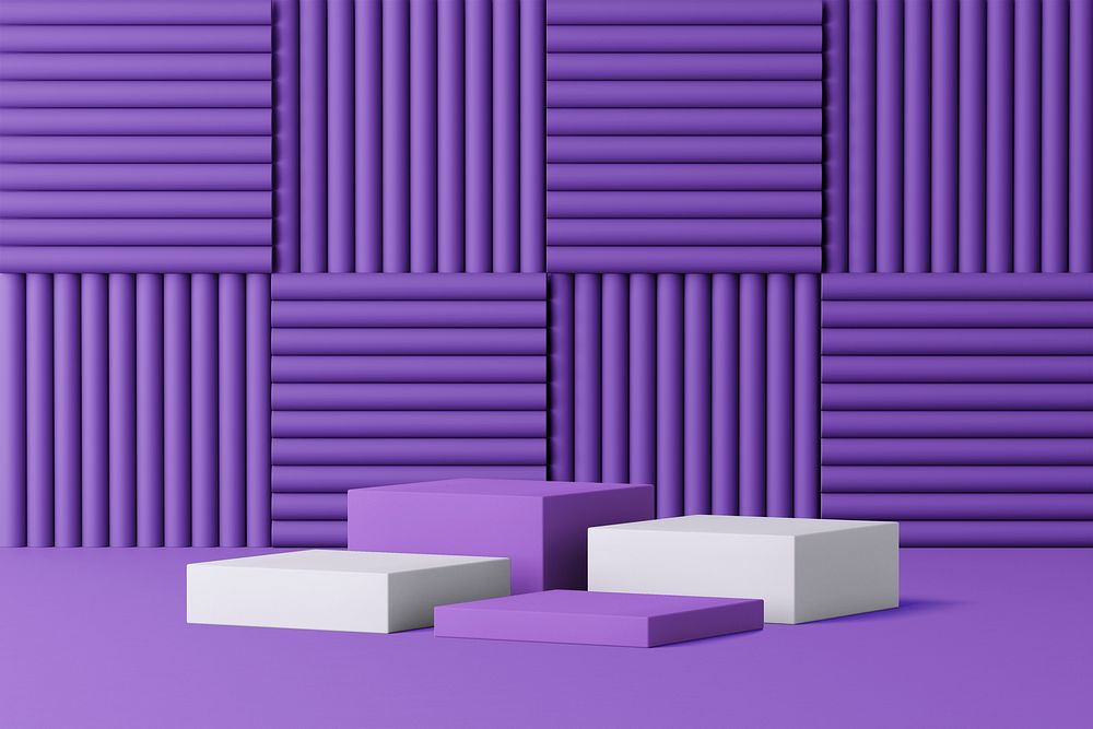 Acoustic foam product background mockup, 3D purple design psd