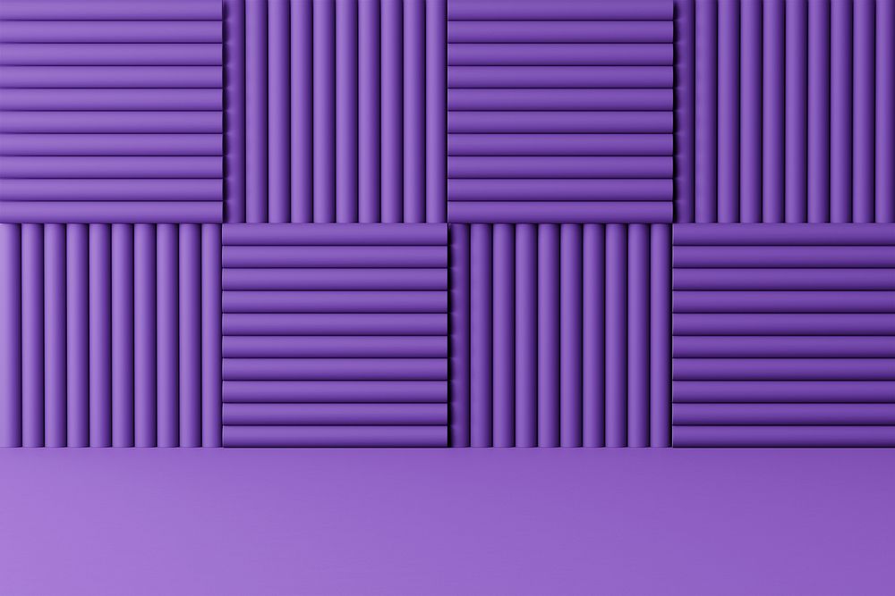 Acoustic foam product background mockup, 3D purple design psd