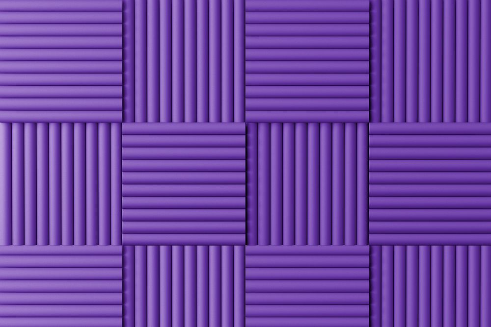 Purple acoustic foam background, soundproofing wall panel