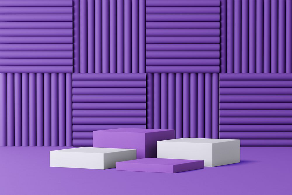 Acoustic foam product background, 3D purple design