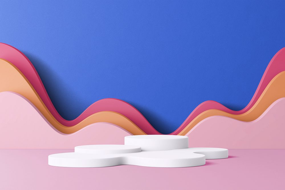 Pink feminine product background mockup, 3D border psd
