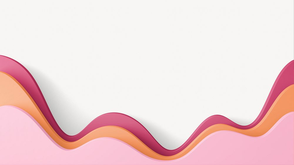 Pink wave border desktop wallpaper, white 3D design