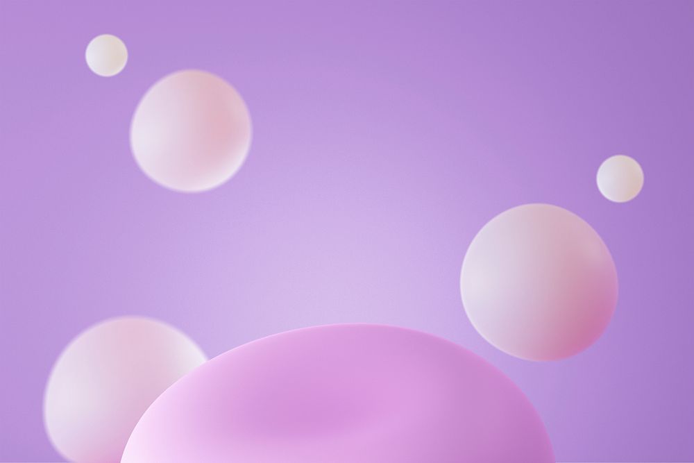 Purple bubble product backdrop mockup, cute 3D design psd