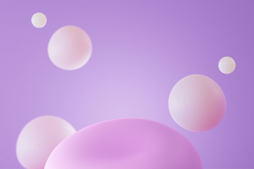 3D purple bubbles product background