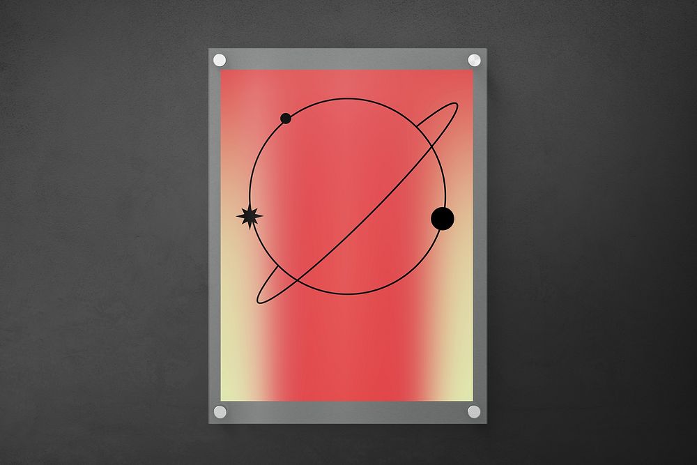 3D gradient poster sign, Saturn advertisement
