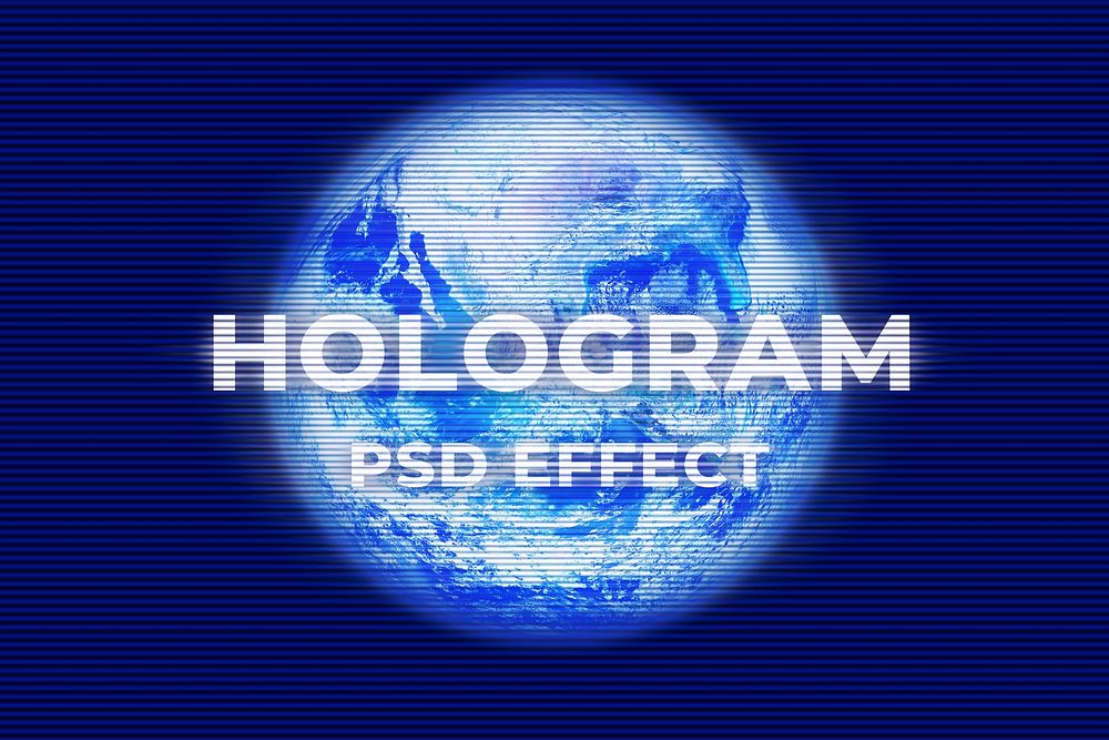 Hologram futuristic globe psd effect, digital remix