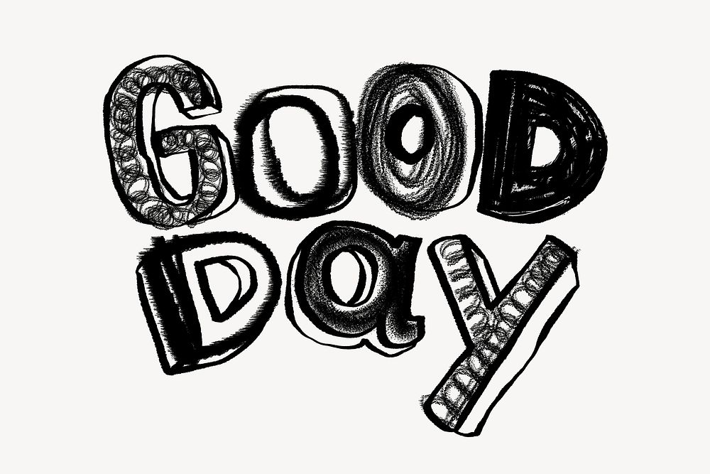 Good Day word, chalky typography doodle psd