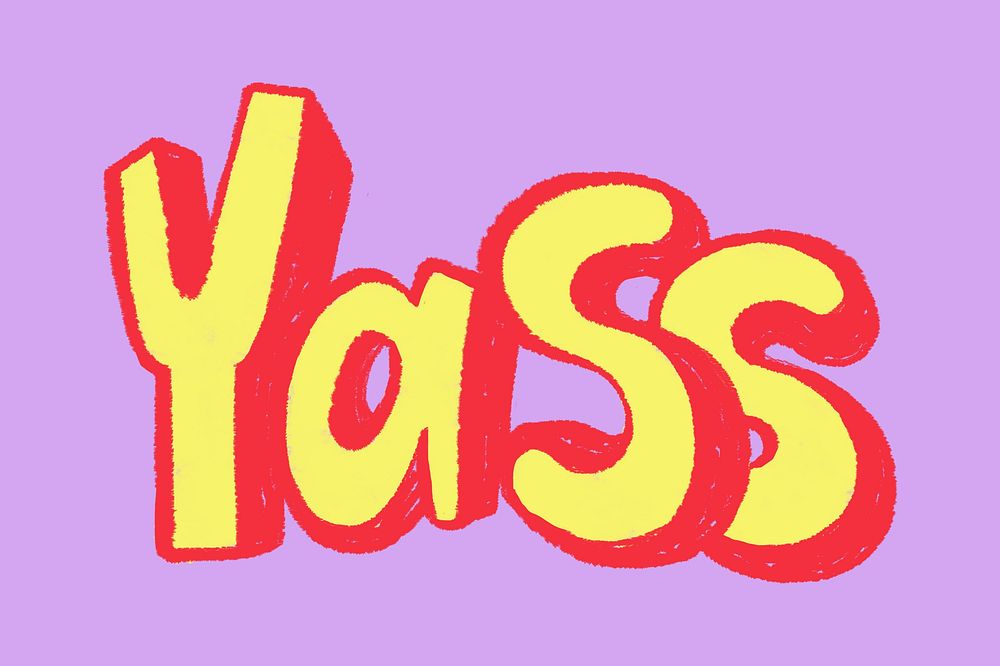 Yass word, typography doodle | Premium Photo - rawpixel