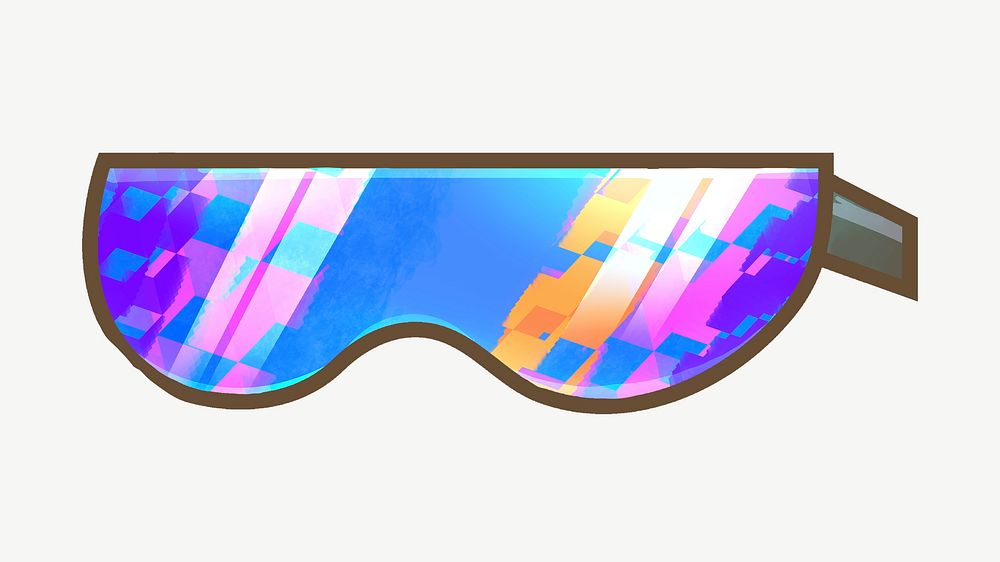 Colorful ski goggles collage element psd