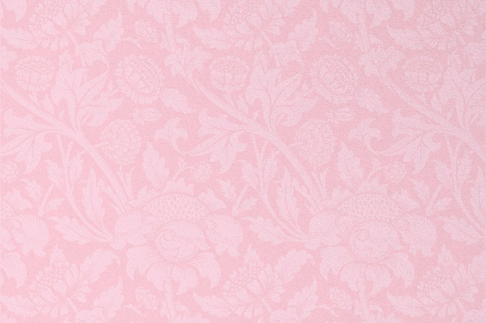 William Morris's pink background, floral pattern, remixed by rawpixel