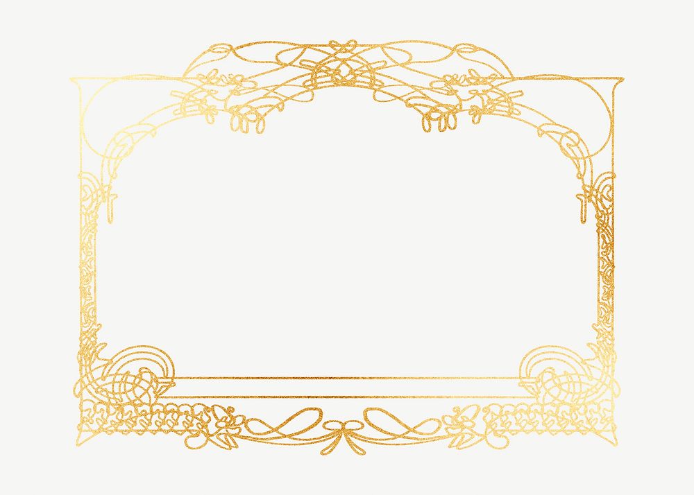 Gold ornate frame, Alphonse Mucha's famous artwork psd, remixed by rawpixel