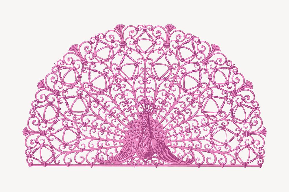 Pink peacock illustration, remixed by rawpixel