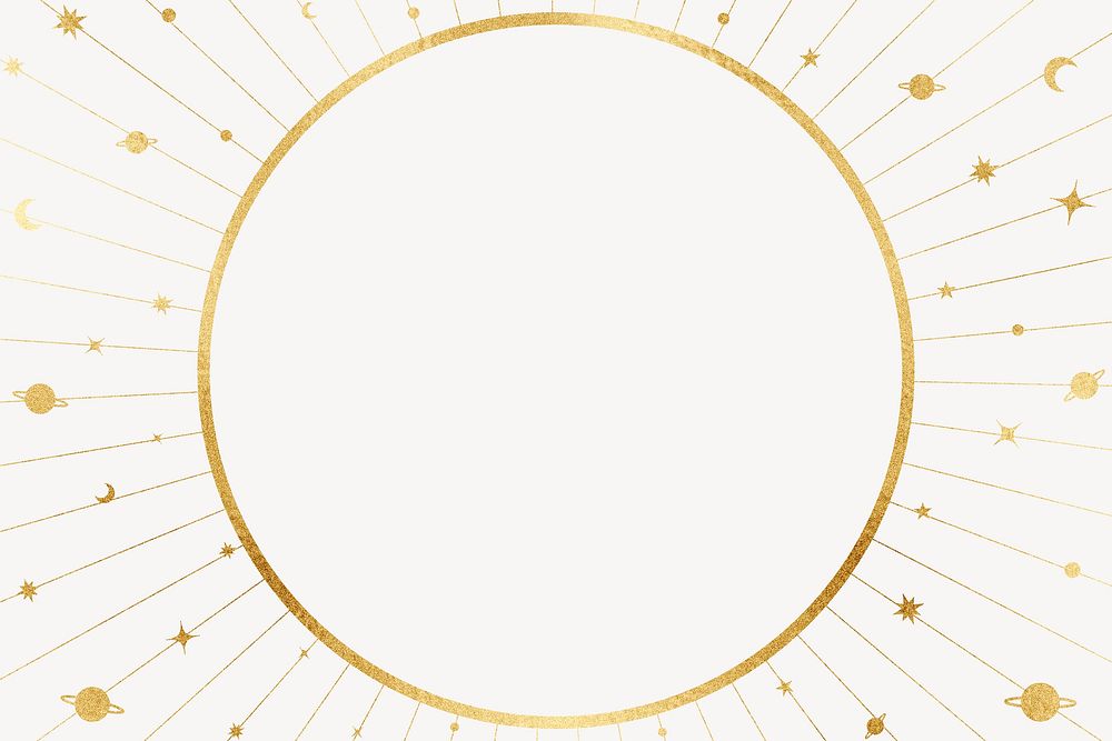 Golden galaxy frame, round aesthetic design