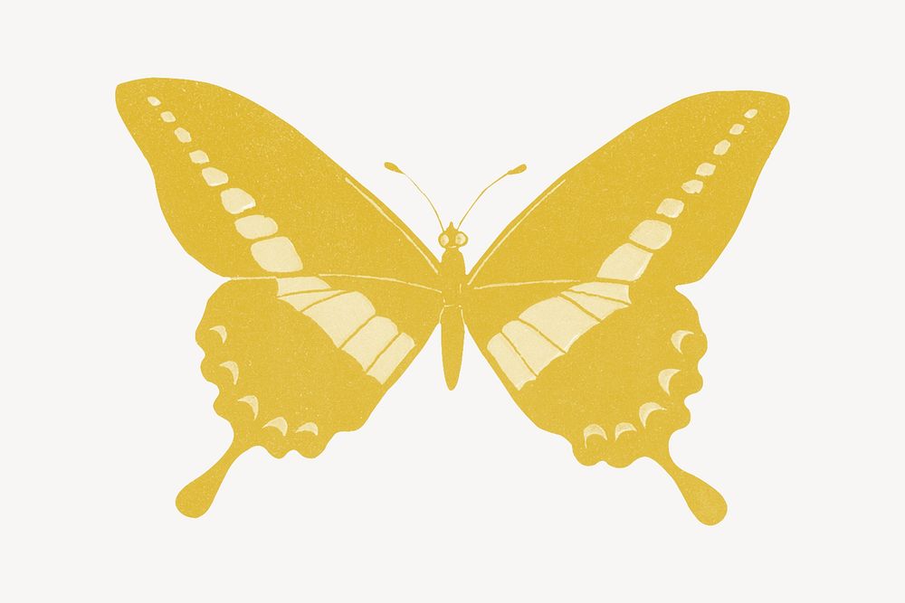 Yellow butterfly, animal illustration, remixed by rawpixel