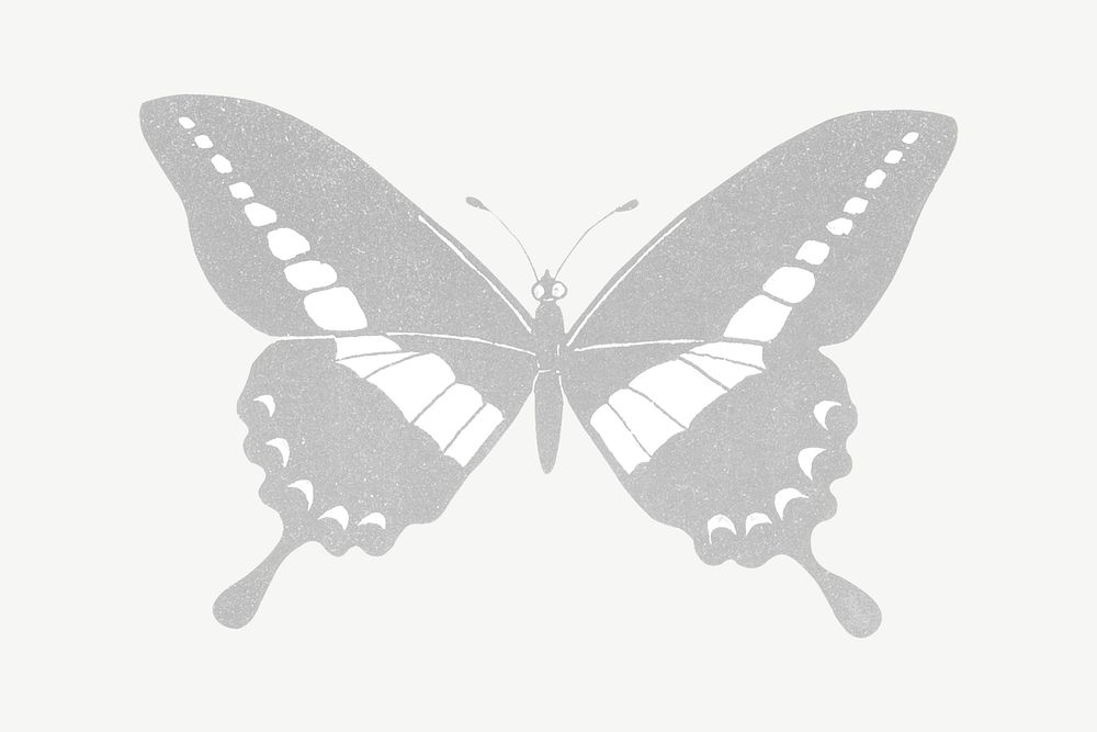 Gray butterfly clipart psd, remixed by rawpixel