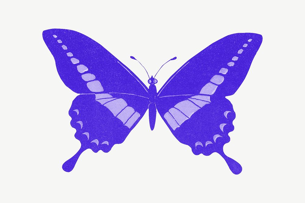 Purple butterfly clipart psd, remixed by rawpixel