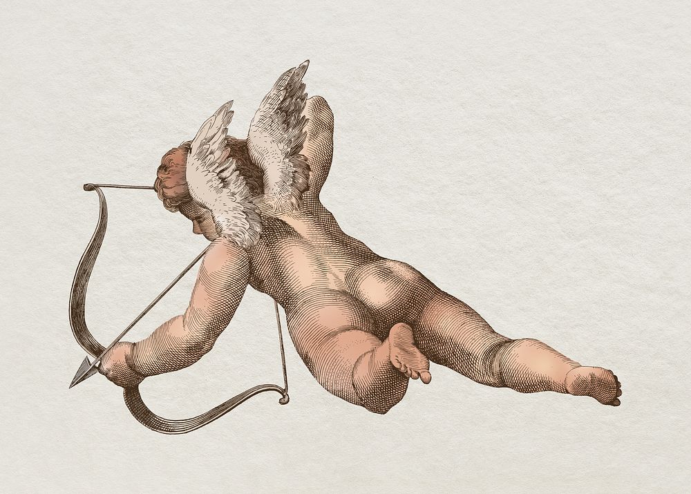Vintage Valentine's cupid illustration, remixed by rawpixel