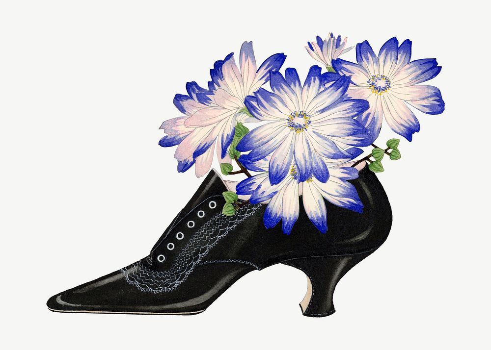 Cineraria in heels clipart psd, remixed by rawpixel