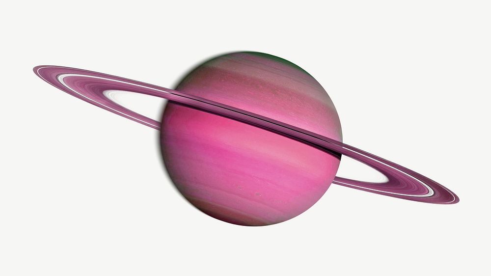 Pink Saturn planet, galaxy collage element psd