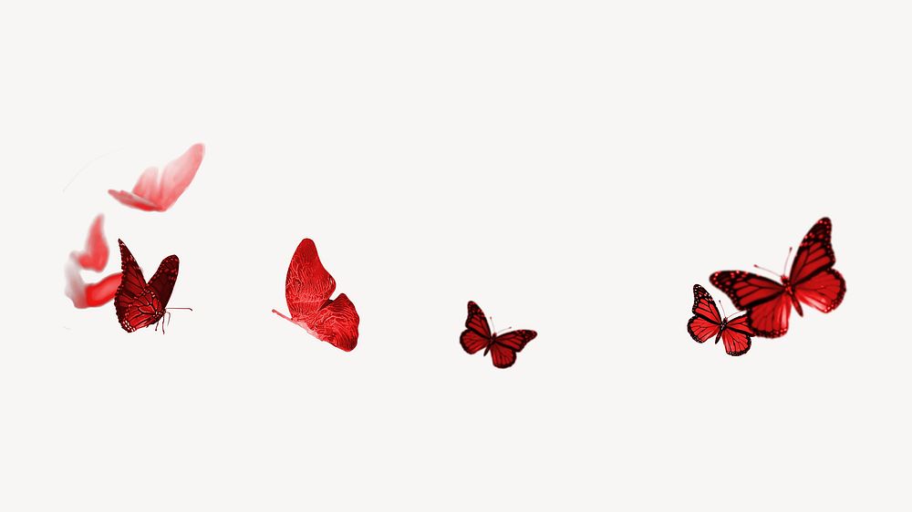 Red butterflies, vintage animal illustration, remixed by rawpixel