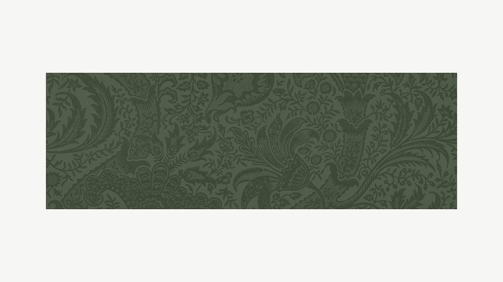 Vintage green floral patterned badge clipart psd, remixed by rawpixel