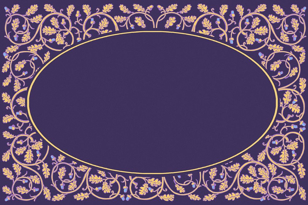 Vintage botanical frame background, purple ornate design, remixed by rawpixel