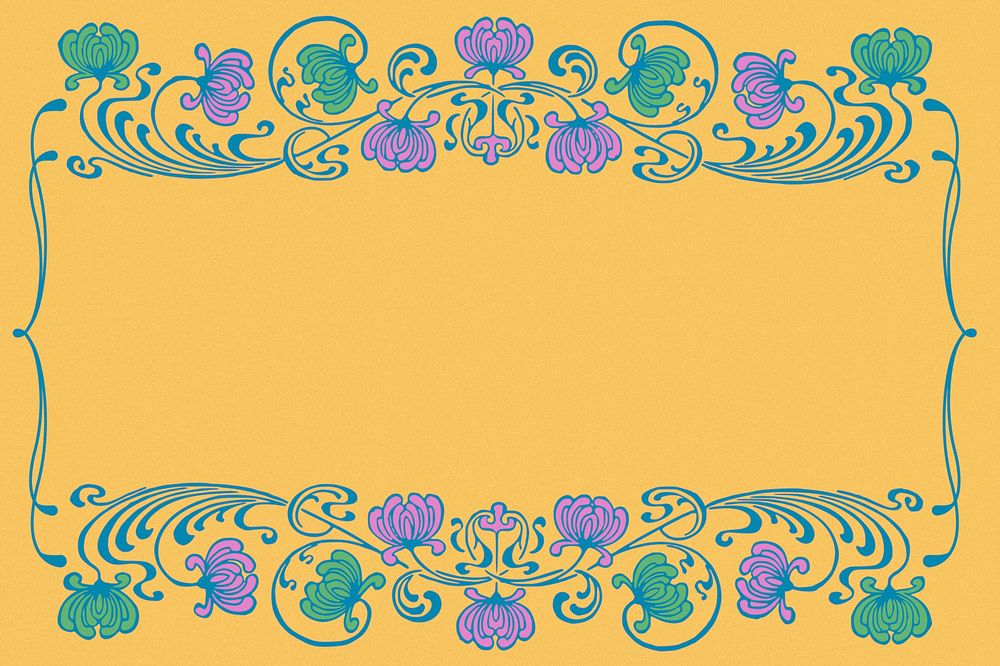 Vintage floral frame background, yellow ornamental design psd, remixed by rawpixel