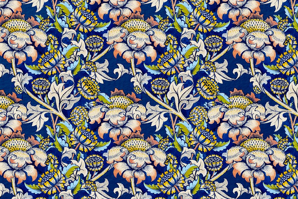 Floral patterned background, William Morris&rsquo;s famous Art Nouveau artwork illustration, remixed by rawpixel