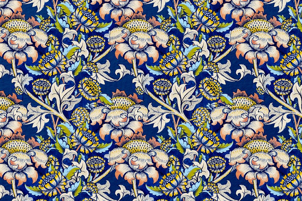 William Morris&rsquo;s floral patterned background, famous Art Nouveau artwork illustration, remixed by rawpixel