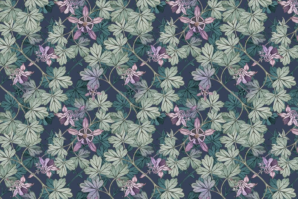Columbine leaf patterned background, remixed by rawpixel