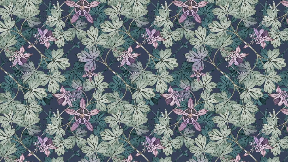 Columbine leaf pattern desktop wallpaper, remixed by rawpixel
