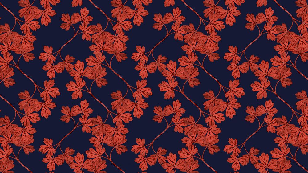 Red leaf pattern desktop wallpaper, columbine design, remixed by rawpixel