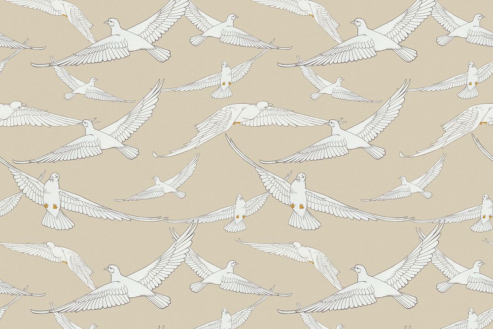Dove patterned background clipart psd, remixed by rawpixel