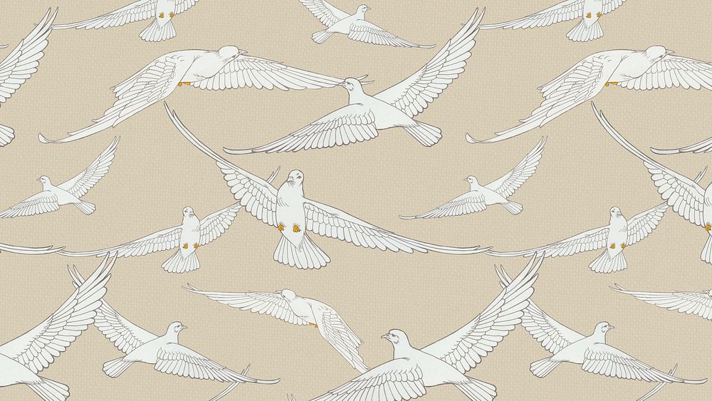 Dove pattern, white bird background by Maurice Pillard Verneuil, remixed by rawpixel