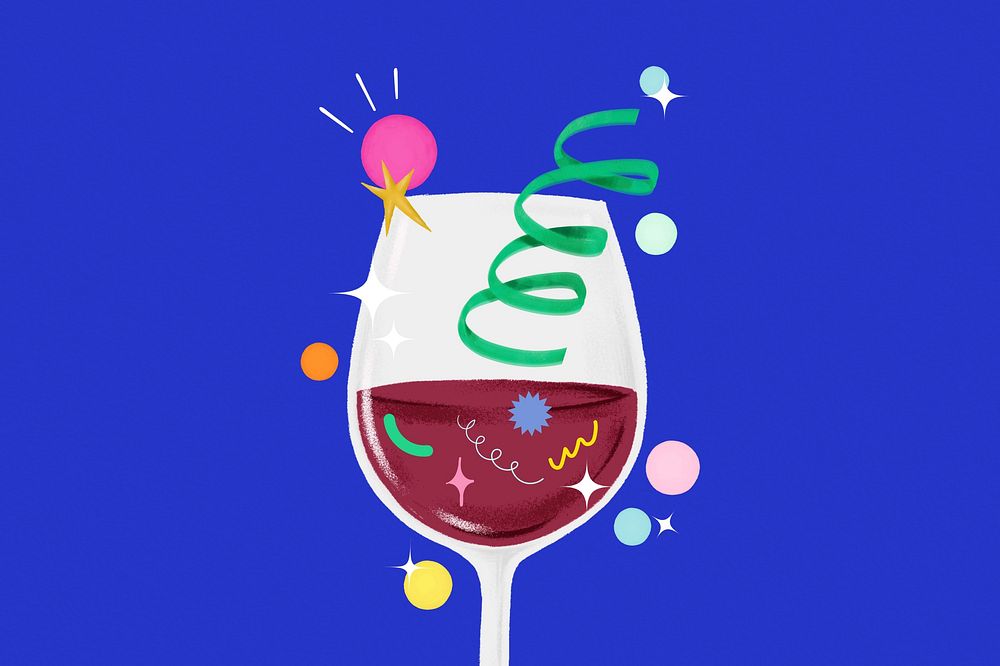 Celebration wine glass background, blue design