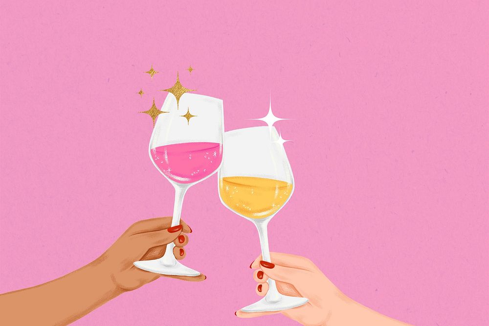 Clinking wine glasses background, New Year celebration