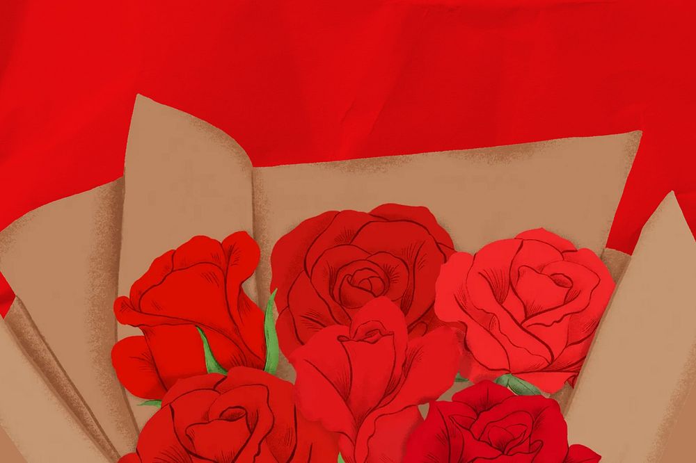 Valentine's rose bouquet background, red flower border